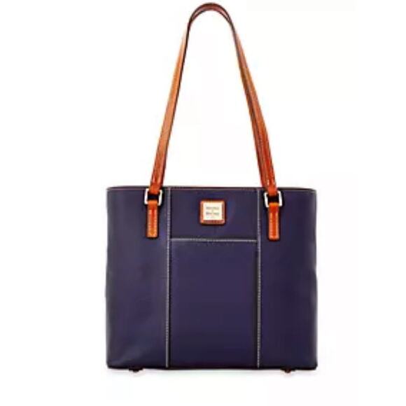 Dooney & Bourke Handbags - Dooney & Bourke Navy Brown Leather Shoulder Tote Bag GS